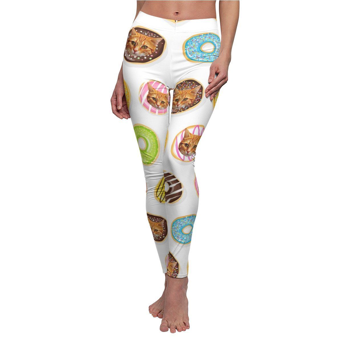 Playful cat-themed leggings close-up
