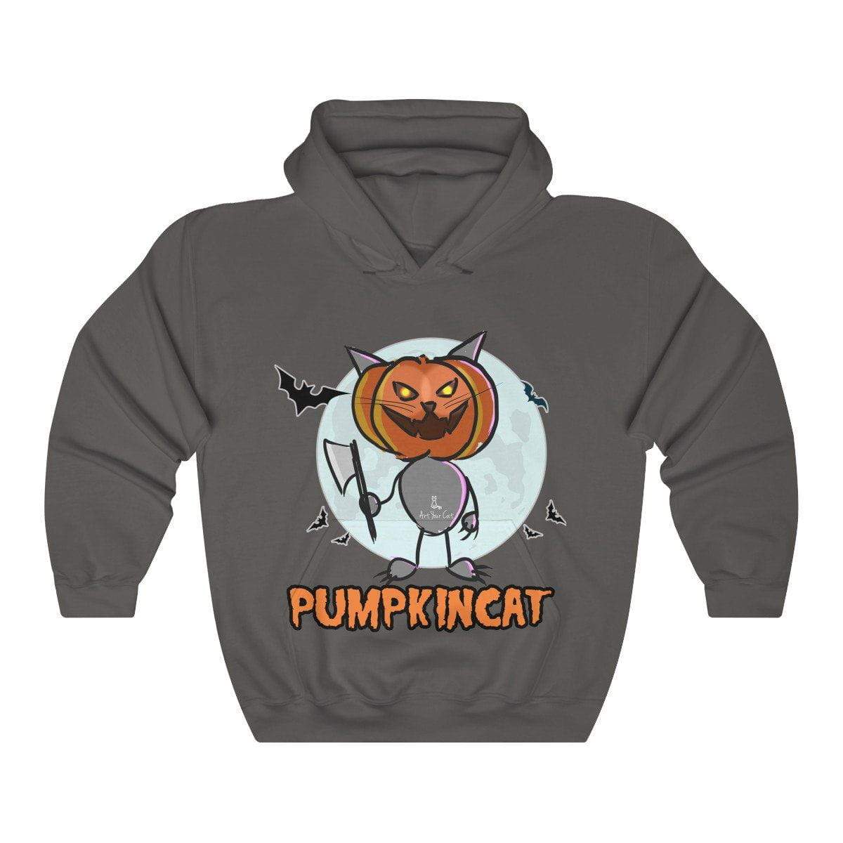 Pumpkin Cat Hoodie with playful skeleton cat design