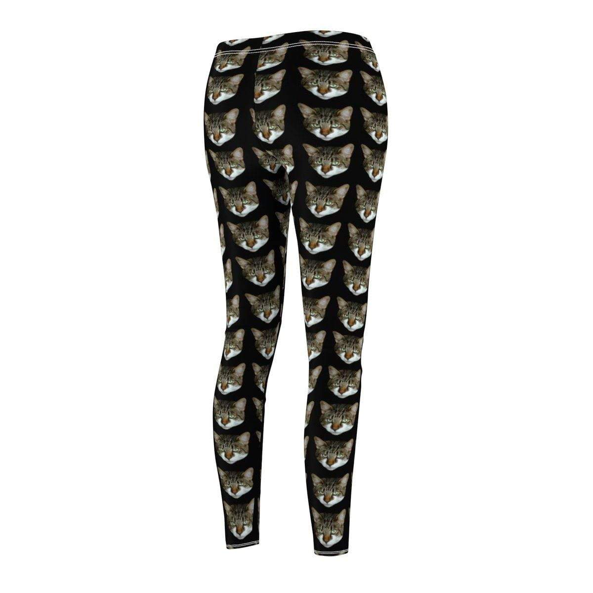 Skinny Fit Cat Head Custom Leggings for Cat Enthusiasts