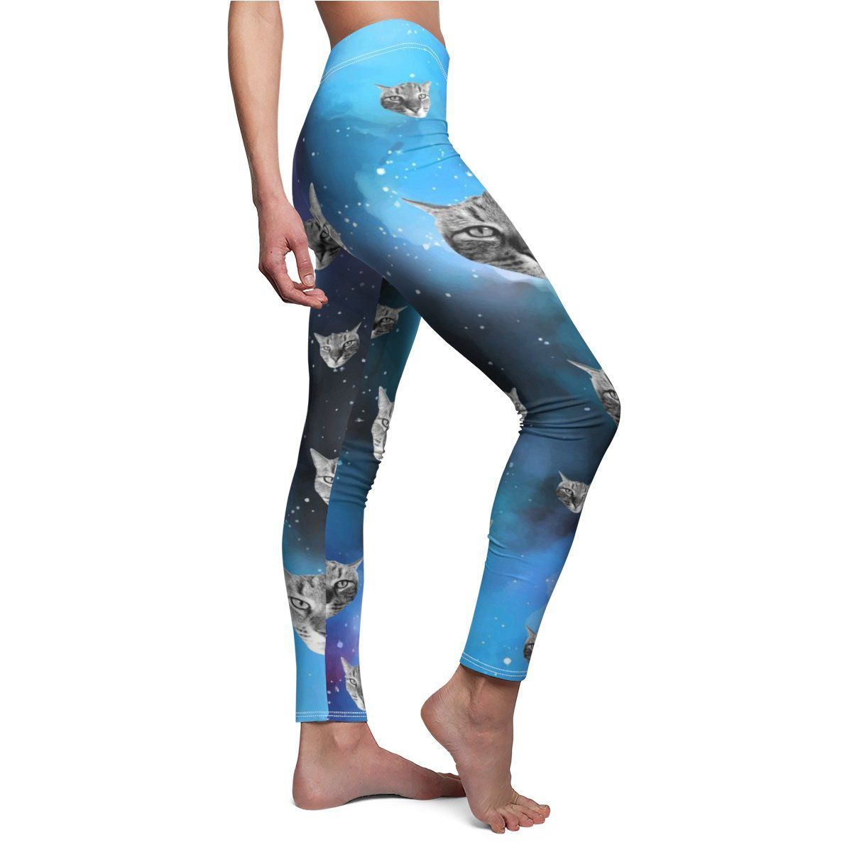 Skinny fit custom galaxy cat leggings for women