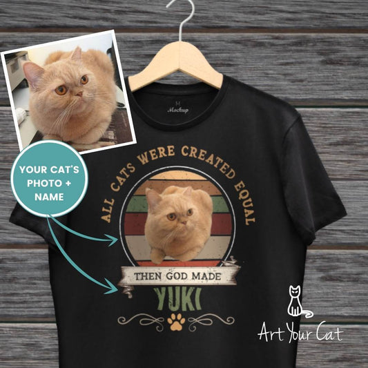 "Then God Made Your Cat" T-Shirt with Custom Cat Art