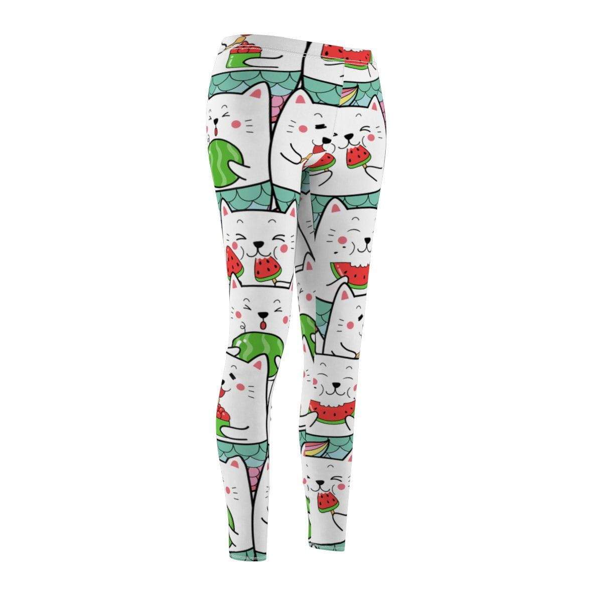 Unique Watermelon Cat Design Leggings in Skinny Fit