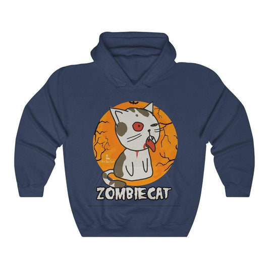 Zombie Cat Hoodie with whimsical zombie cat design