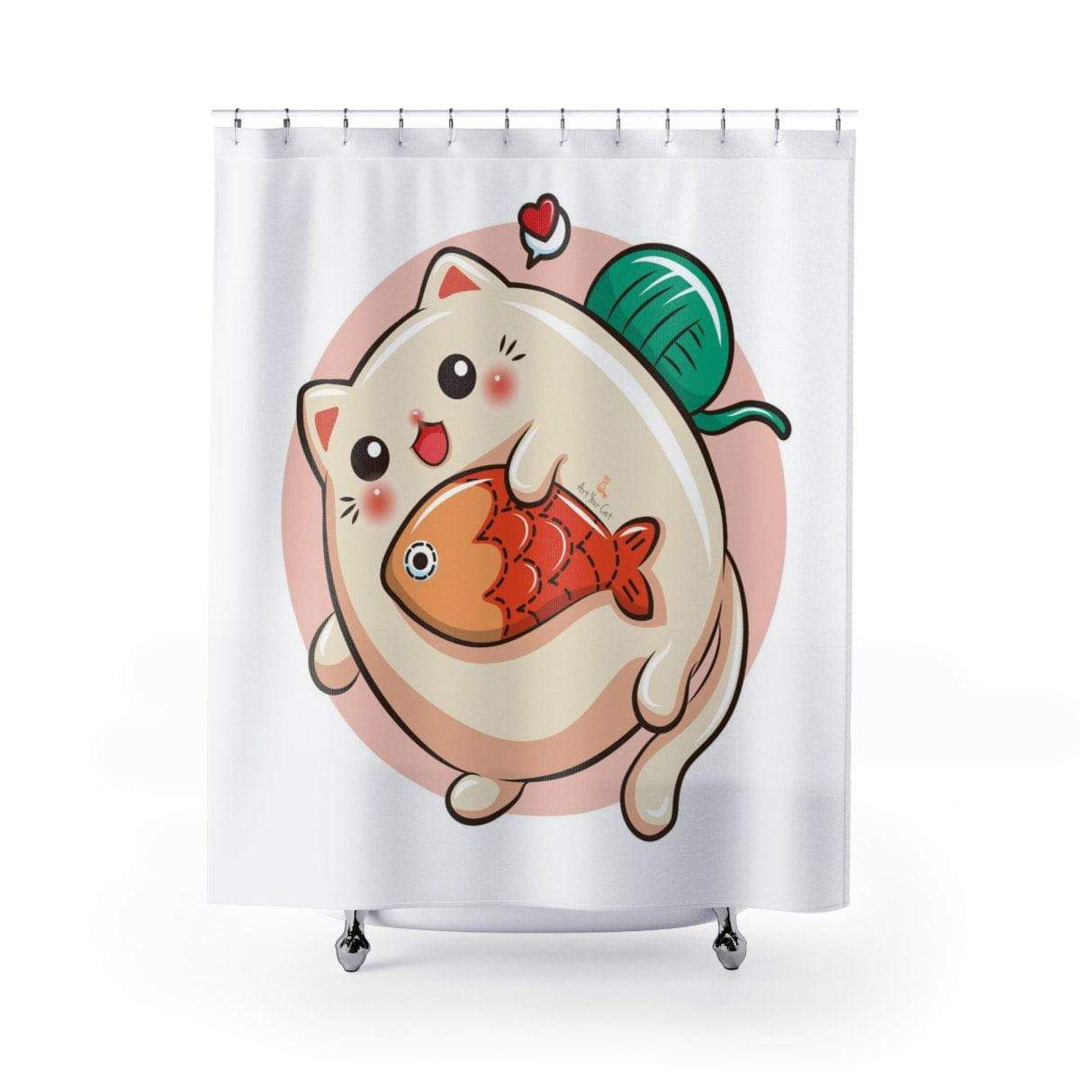 Cat and Fish Shower Curtain