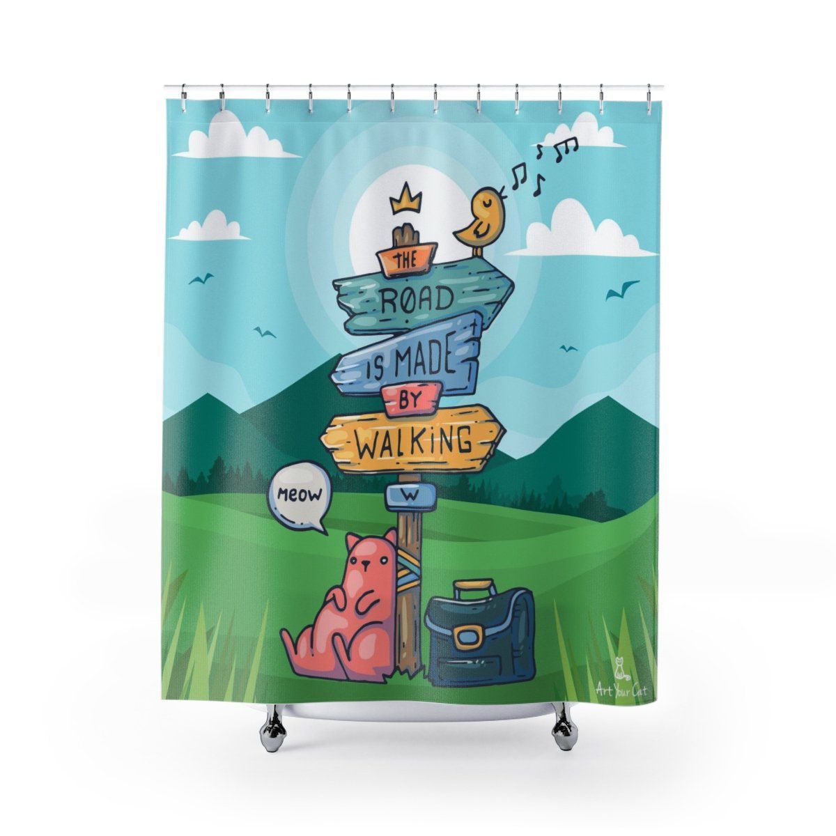Road for Walking Cat Shower Curtain