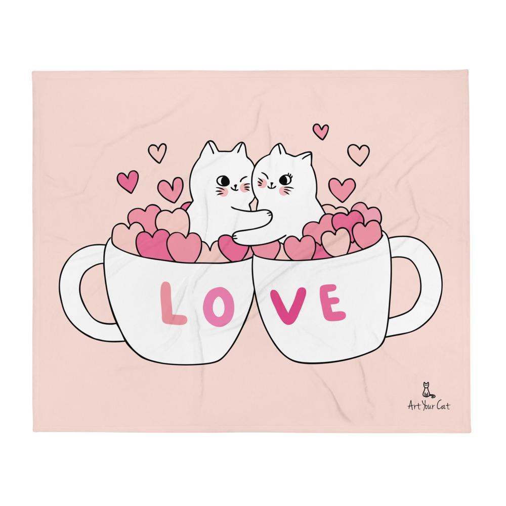 Fleece Blanket - Hearts and Cats