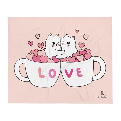 Fleece Blanket - Hearts and Cats