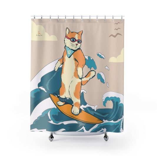 Surfing Cat Shower Curtain