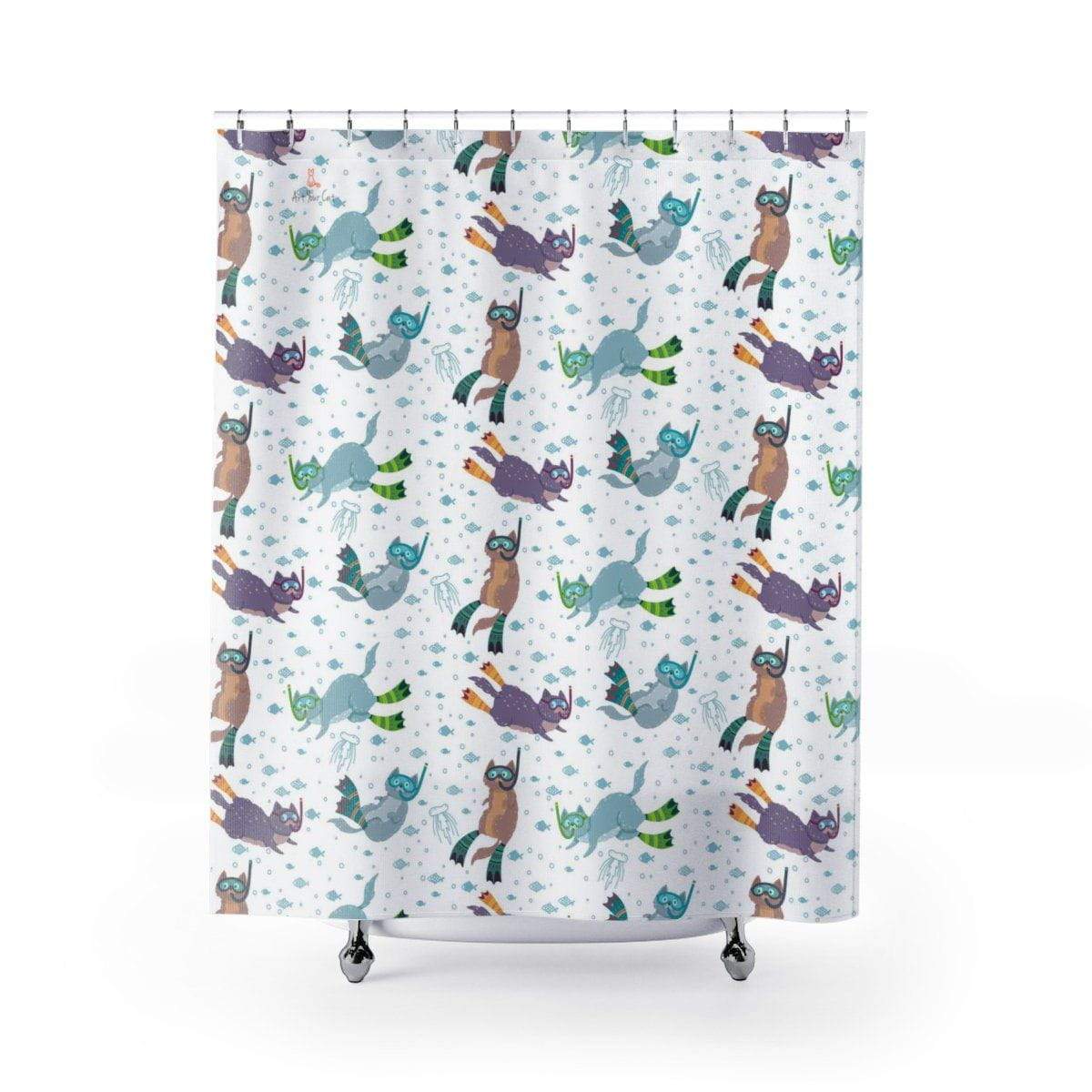 Swimming Cats Shower Curtain